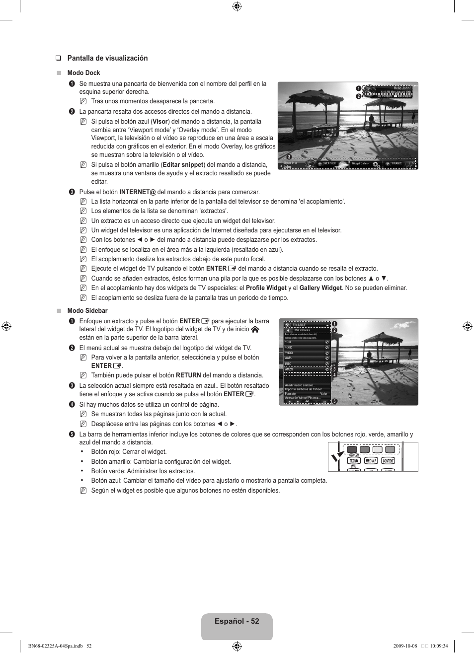 Español - 52 pantalla de visualización | Samsung LE40B650T2W User Manual | Page 430 / 674