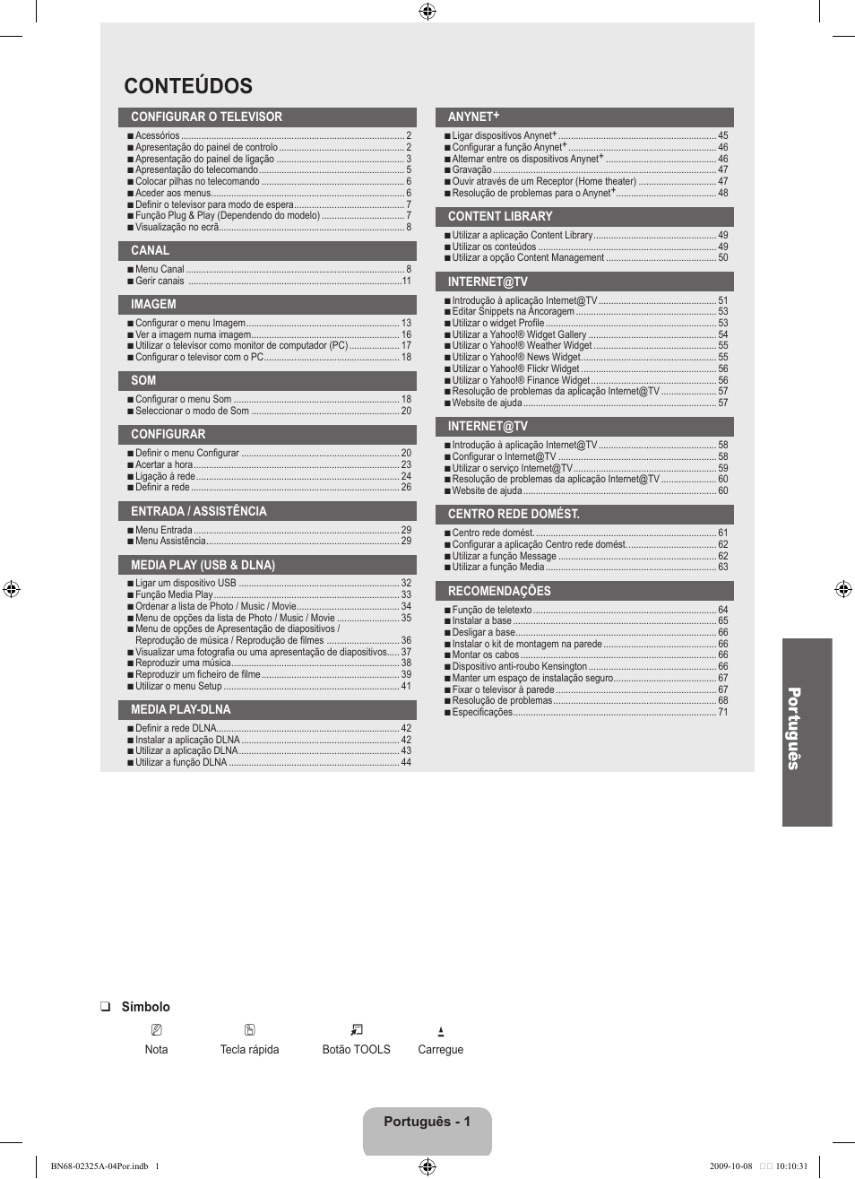 Conteúdos, Por tuguês | Samsung LE40B650T2W User Manual | Page 451 / 674