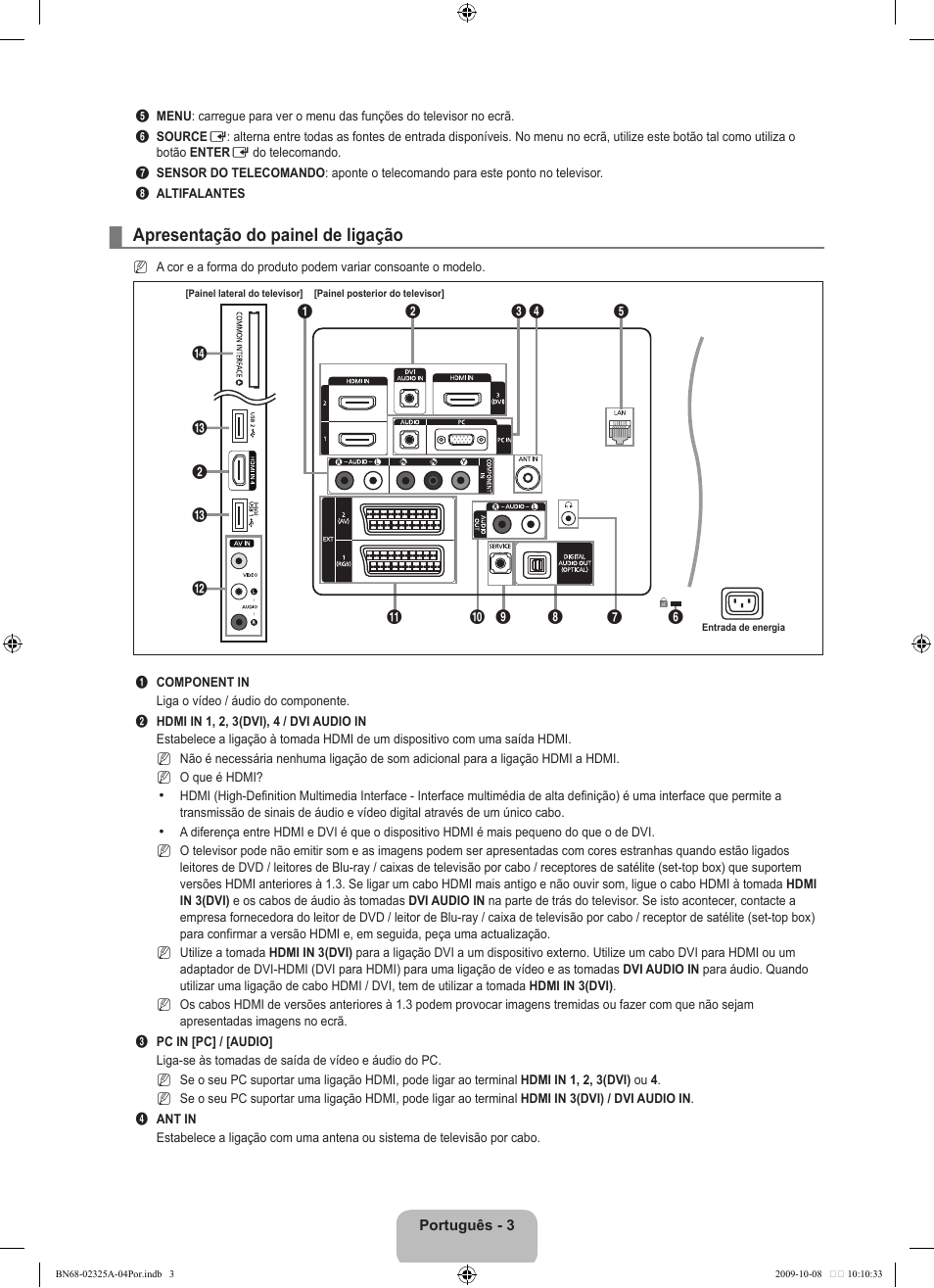 Apresentação do painel de ligação | Samsung LE40B650T2W User Manual | Page 453 / 674