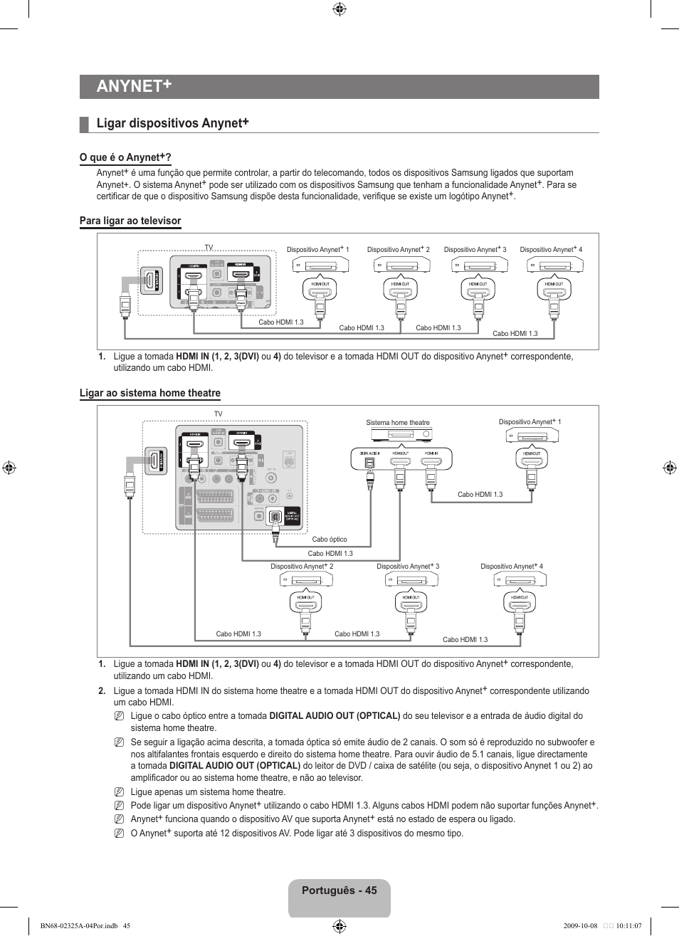 Anynet, Ligar dispositivos anynet | Samsung LE40B650T2W User Manual | Page 495 / 674