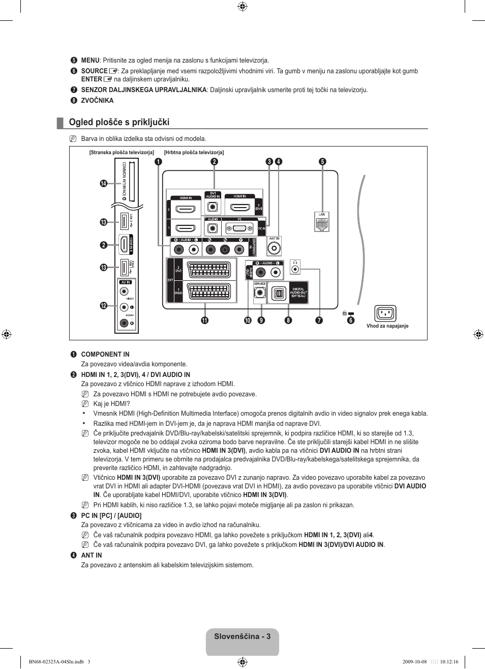 Ogled plošče s priključki | Samsung LE40B650T2W User Manual | Page 525 / 674