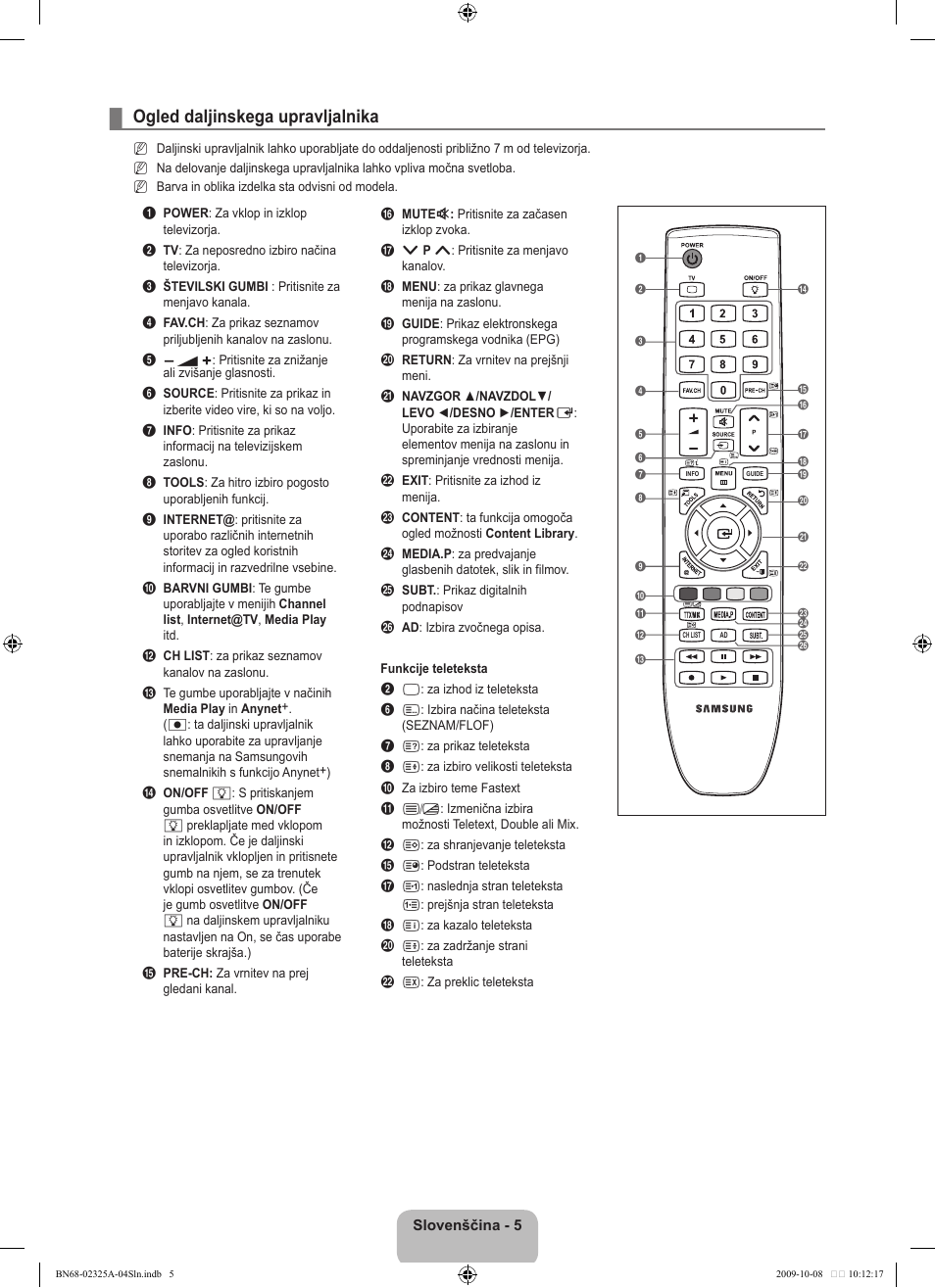 Ogled daljinskega upravljalnika | Samsung LE40B650T2W User Manual | Page 527 / 674