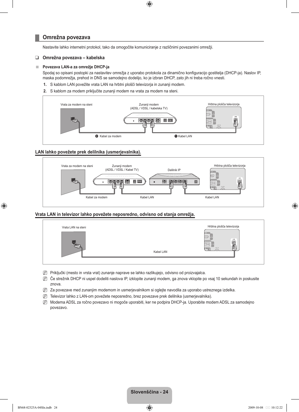 Omrežna povezava | Samsung LE40B650T2W User Manual | Page 546 / 674