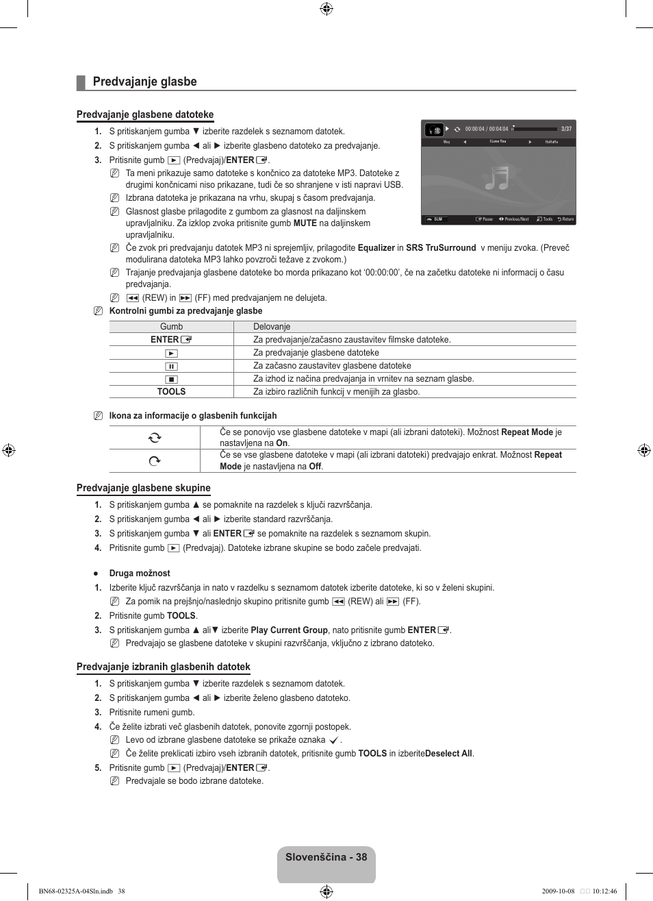 Predvajanje glasbe | Samsung LE40B650T2W User Manual | Page 560 / 674