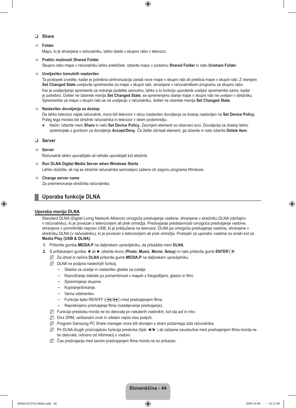 Uporaba funkcije dlna | Samsung LE40B650T2W User Manual | Page 566 / 674