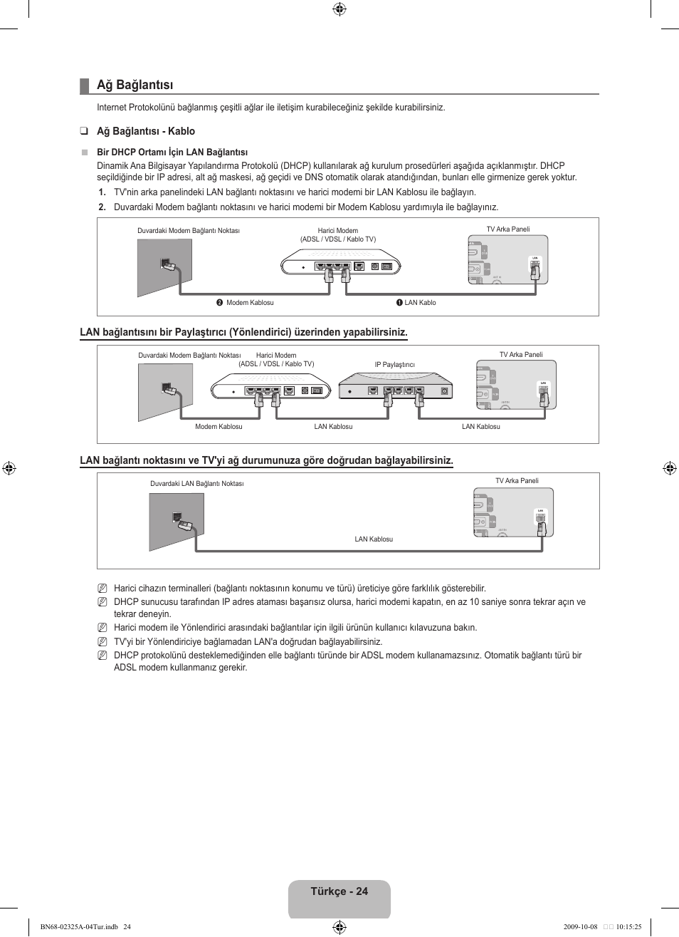 Ağ bağlantısı | Samsung LE40B650T2W User Manual | Page 618 / 674