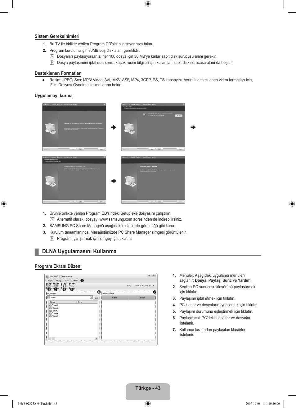 Dlna uygulamasını kullanma | Samsung LE40B650T2W User Manual | Page 637 / 674