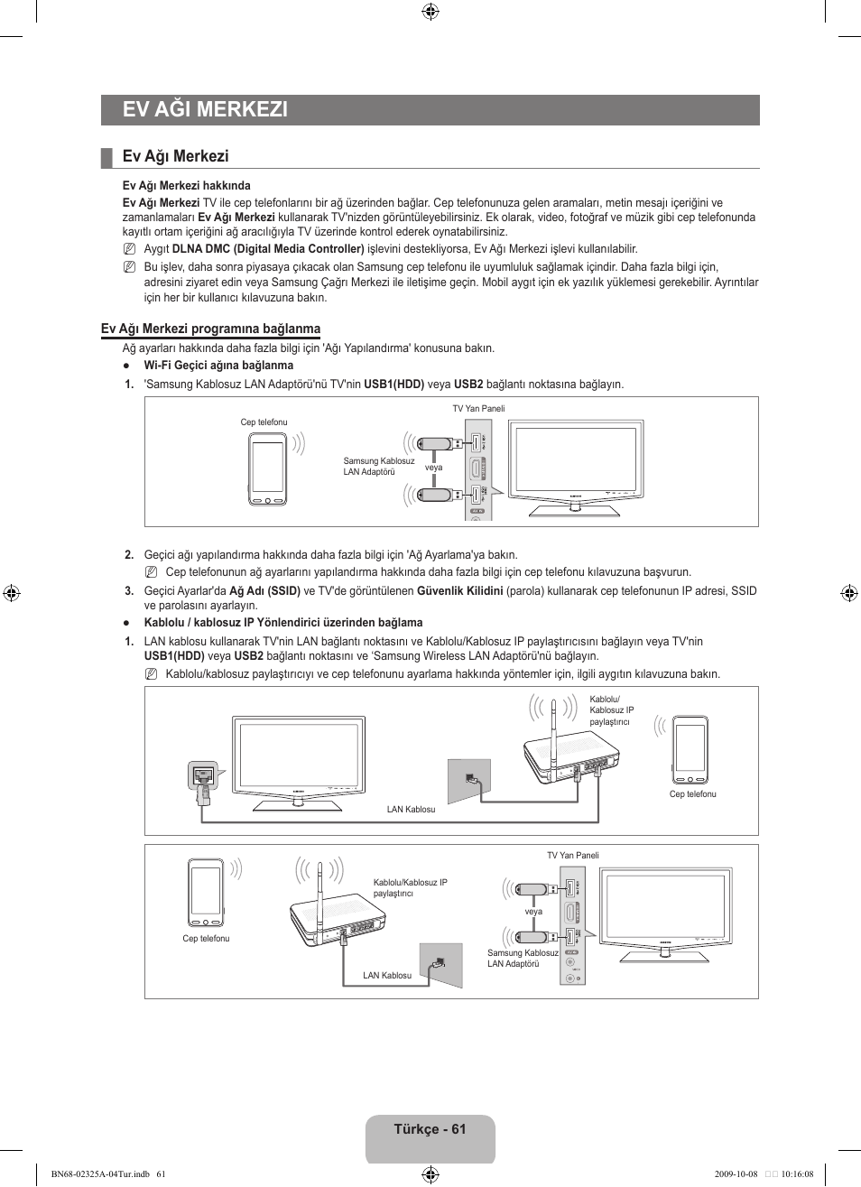 Ev ağı merkezı, Ev ağı merkezi | Samsung LE40B650T2W User Manual | Page 655 / 674