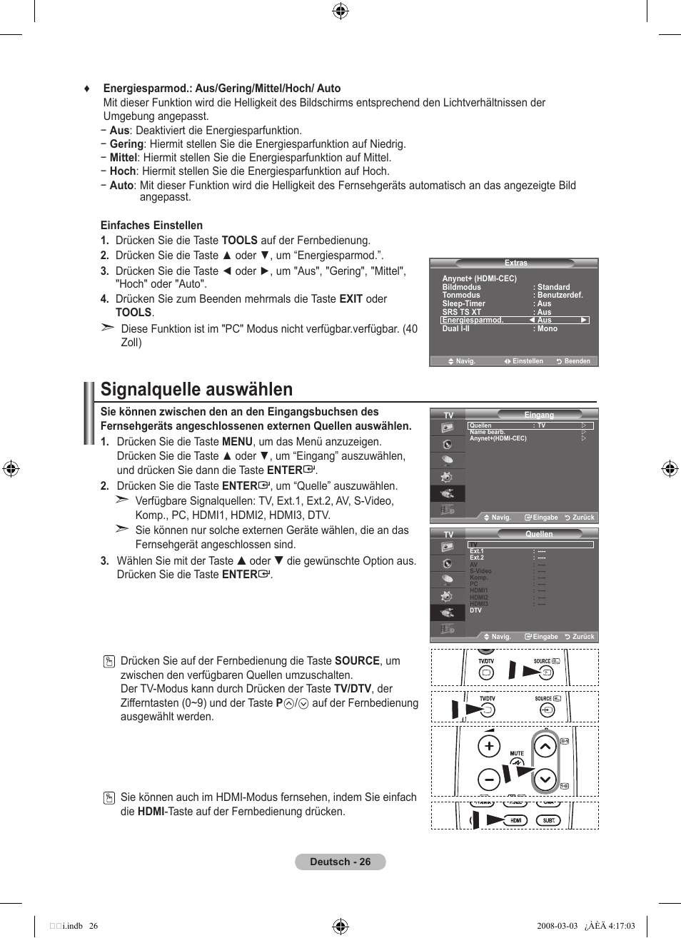 Signalquelle auswählen | Samsung LE26A457C1D User Manual | Page 148 / 482