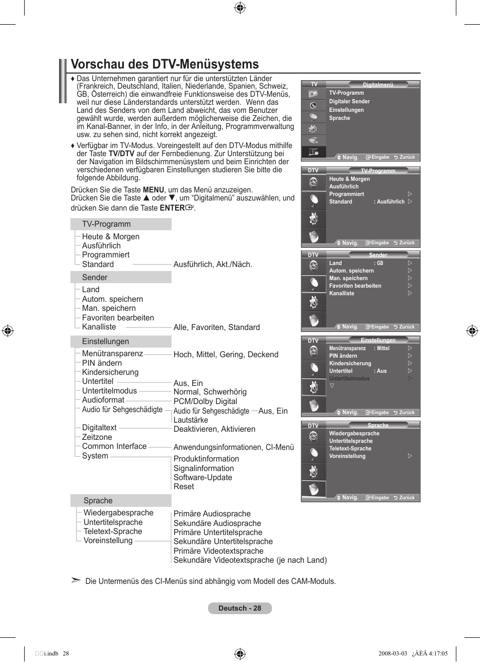 Vorschau des dtv-menüsystems | Samsung LE26A457C1D User Manual | Page 150 / 482