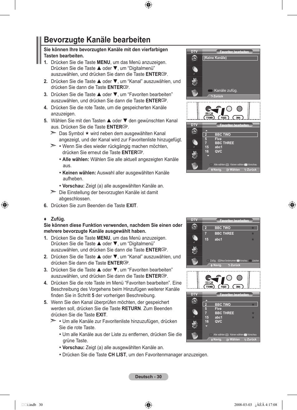 Bevorzugte kanäle bearbeiten | Samsung LE26A457C1D User Manual | Page 152 / 482