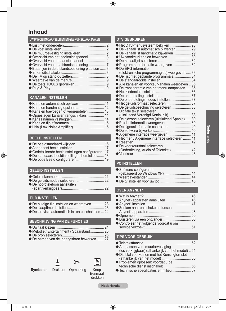 Inhoud | Samsung LE26A457C1D User Manual | Page 183 / 482