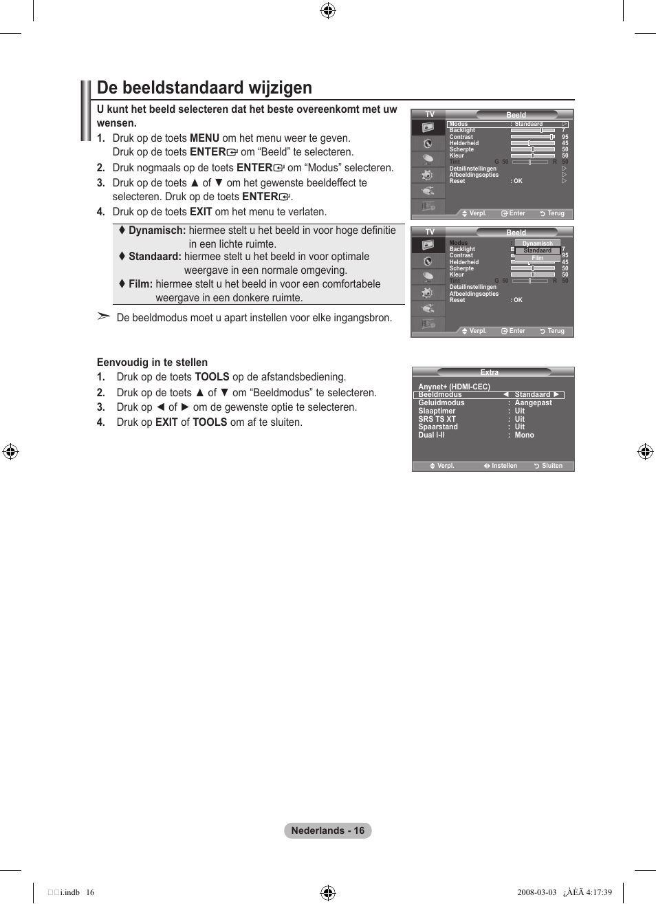 De beeldstandaard wijzigen | Samsung LE26A457C1D User Manual | Page 198 / 482