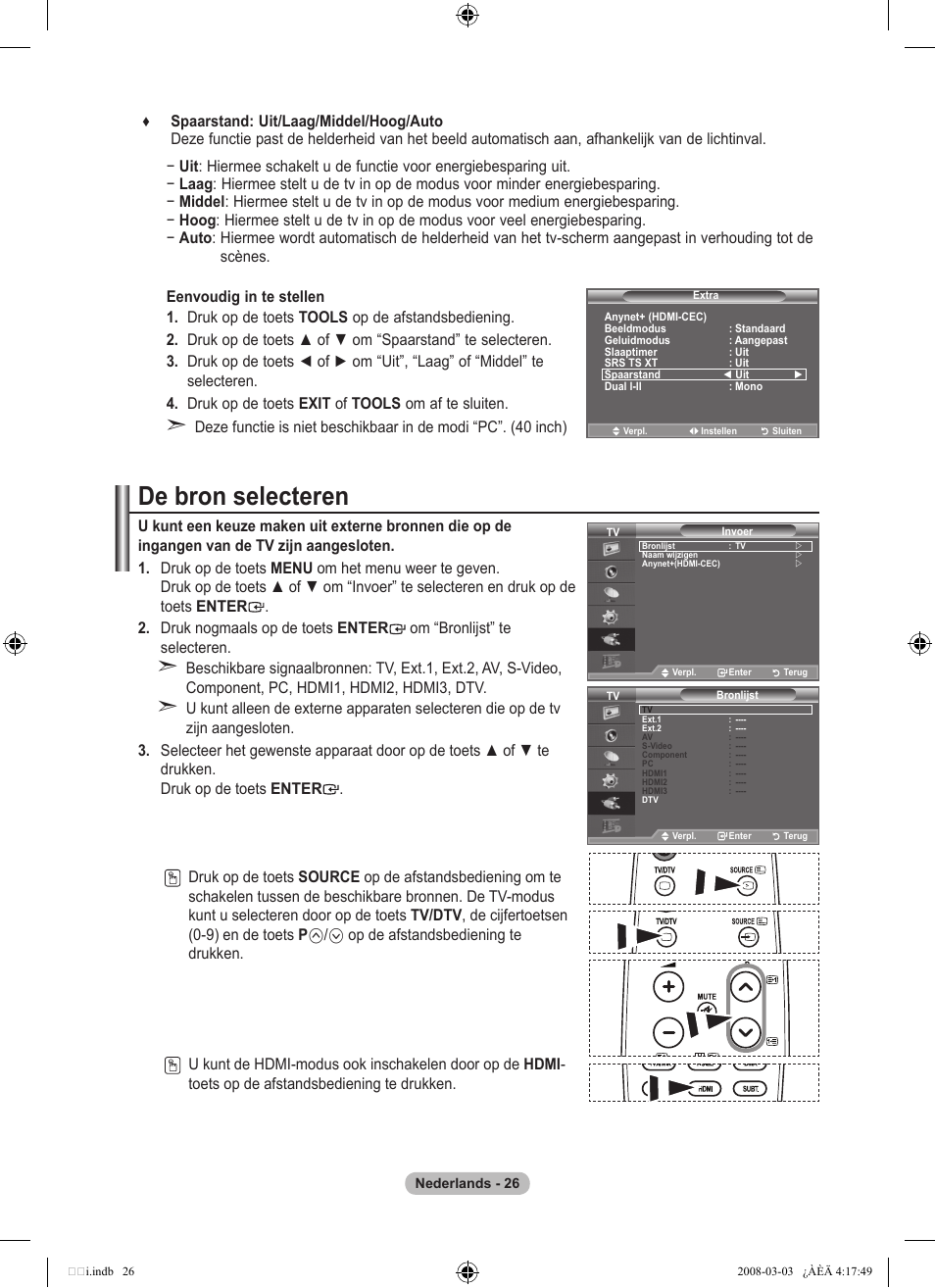 De bron selecteren | Samsung LE26A457C1D User Manual | Page 208 / 482
