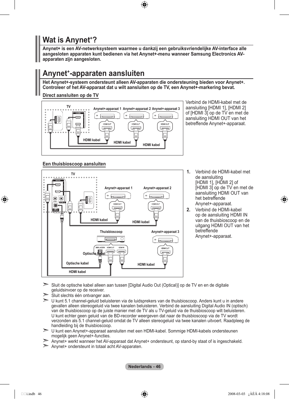 Wat is anynet, Anynet, Apparaten aansluiten | Samsung LE26A457C1D User Manual | Page 228 / 482