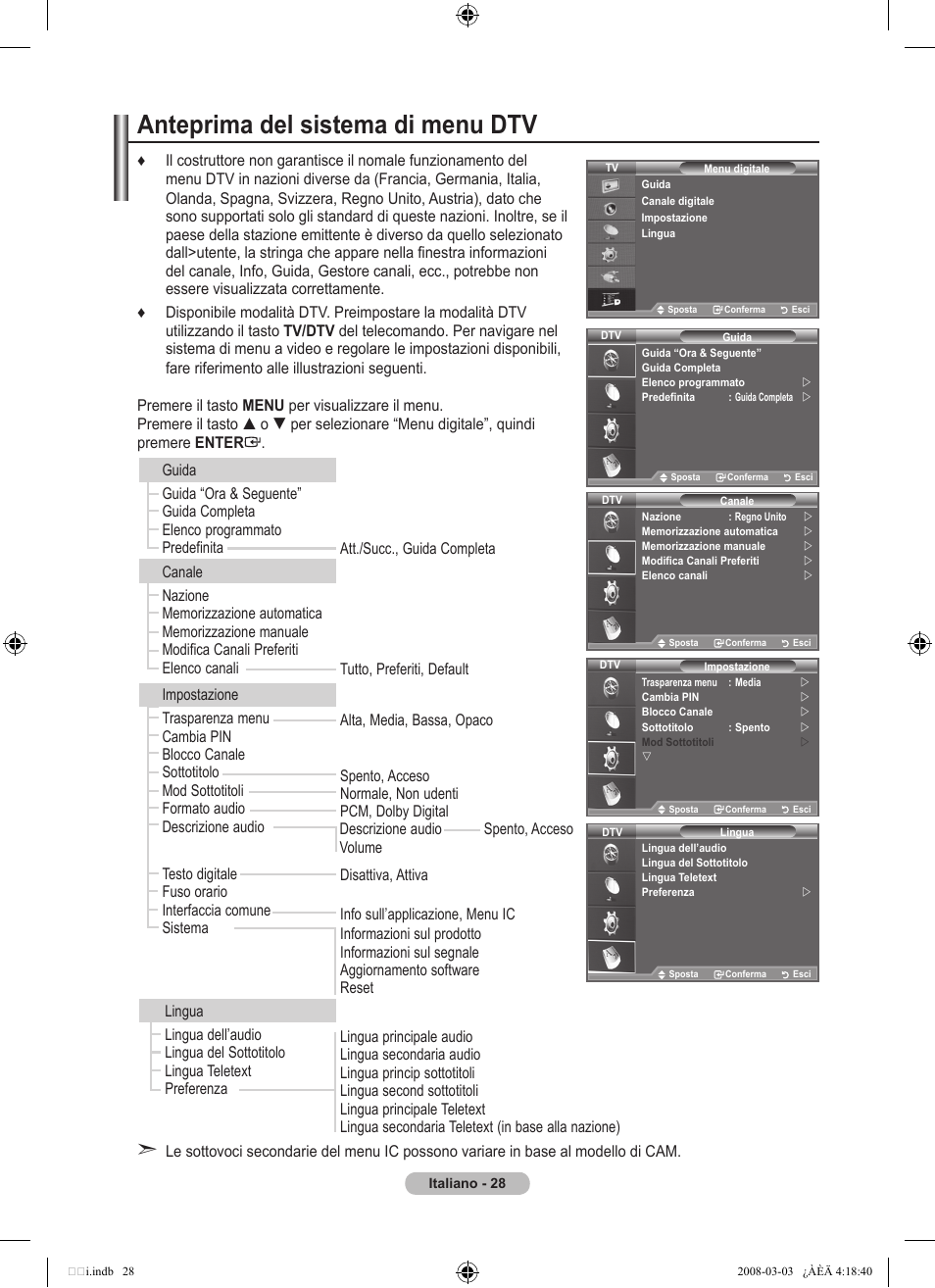 Anteprima del sistema di menu dtv | Samsung LE26A457C1D User Manual | Page 270 / 482