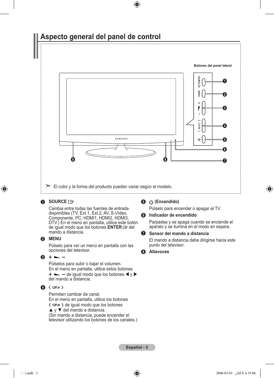 Aspecto general del panel de control | Samsung LE26A457C1D User Manual | Page 305 / 482