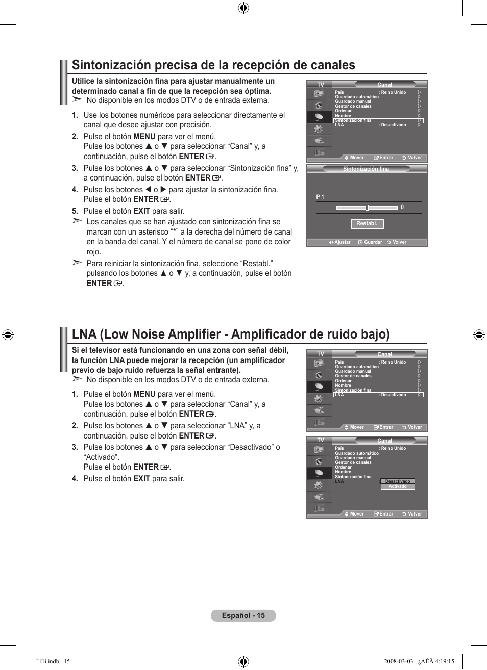 Sintonización precisa de la recepción de canales | Samsung LE26A457C1D User Manual | Page 317 / 482