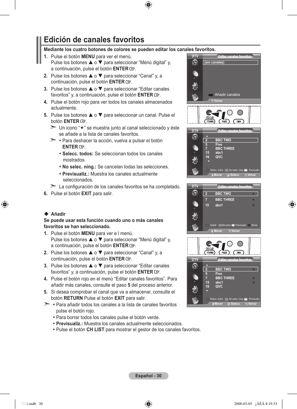 Edición de canales favoritos | Samsung LE26A457C1D User Manual | Page 332 / 482