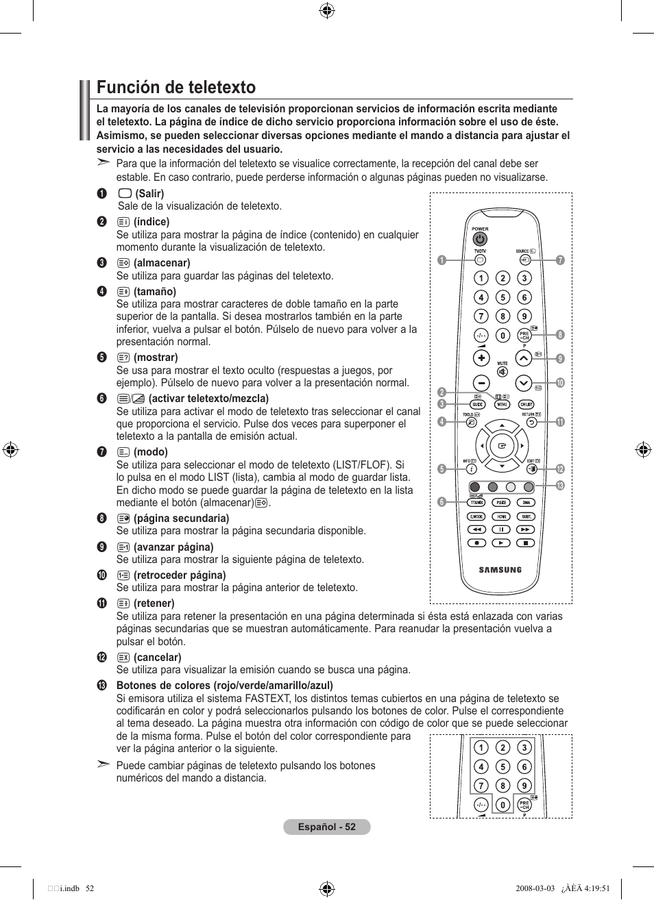 Función de teletexto | Samsung LE26A457C1D User Manual | Page 354 / 482