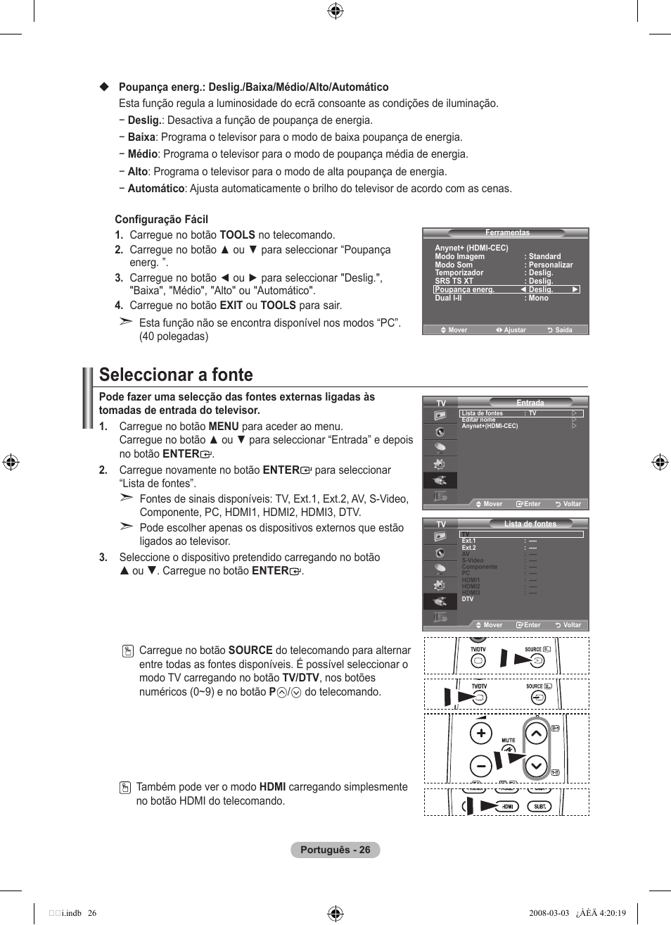 Seleccionar a fonte | Samsung LE26A457C1D User Manual | Page 388 / 482