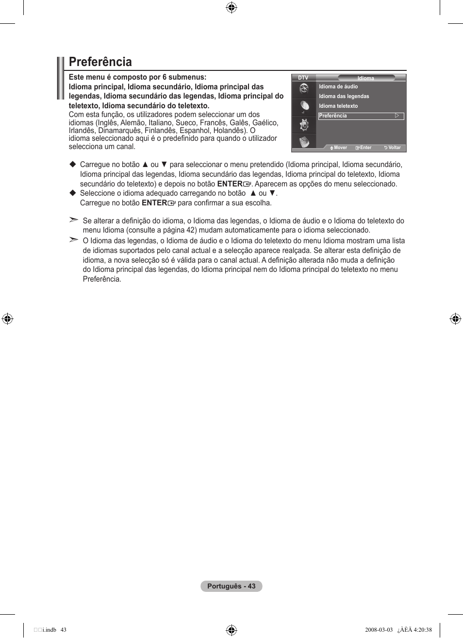 Preferência | Samsung LE26A457C1D User Manual | Page 405 / 482