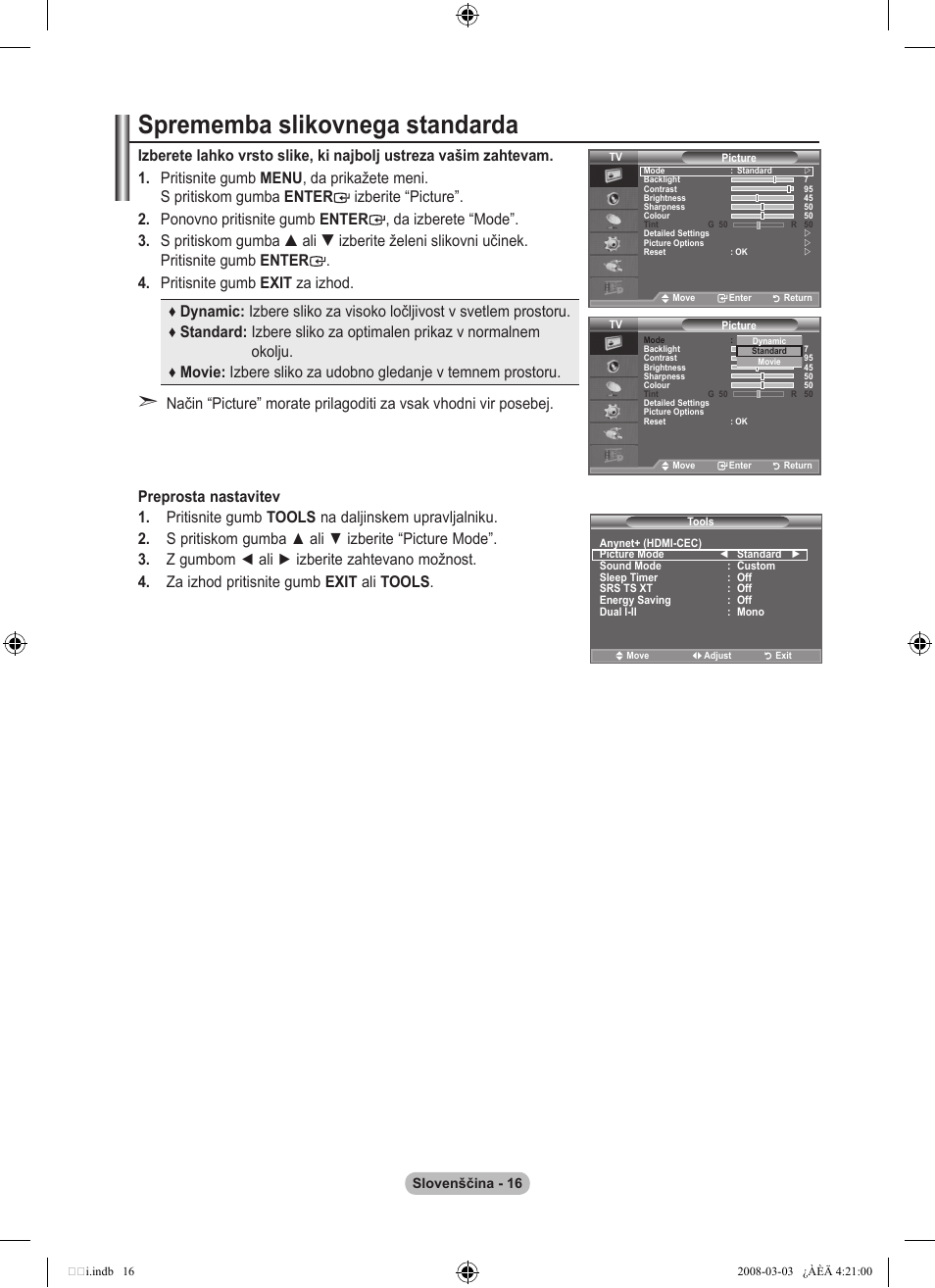 Sprememba slikovnega standarda | Samsung LE26A457C1D User Manual | Page 438 / 482