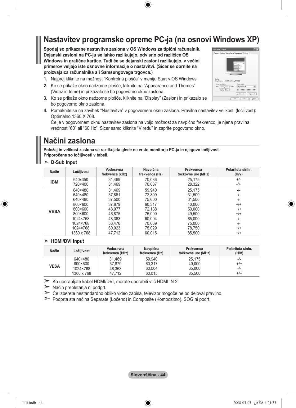 Načini zaslona | Samsung LE26A457C1D User Manual | Page 466 / 482
