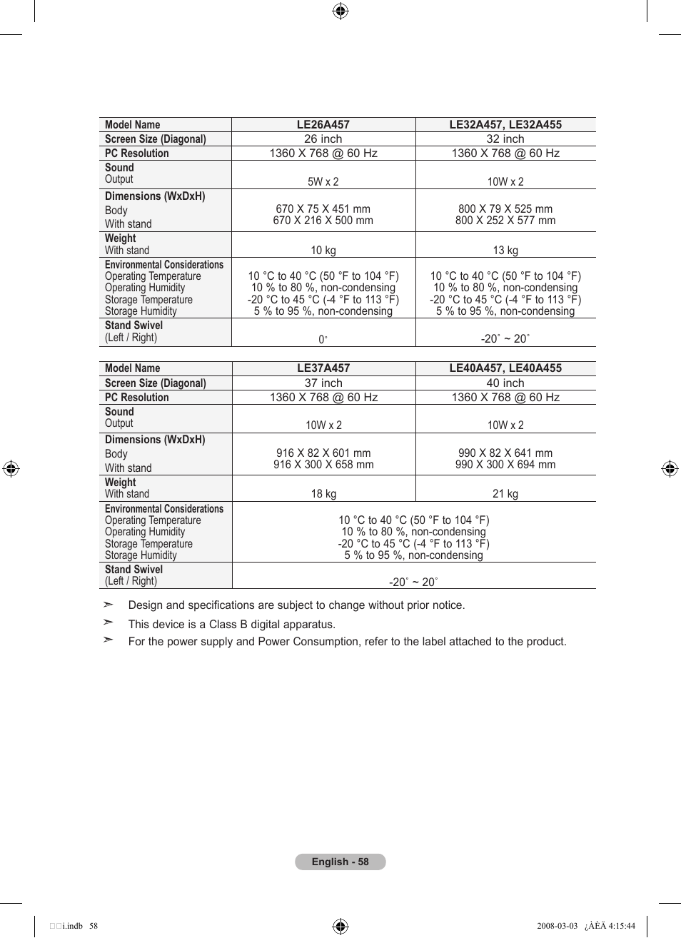 Samsung LE26A457C1D User Manual | Page 60 / 482