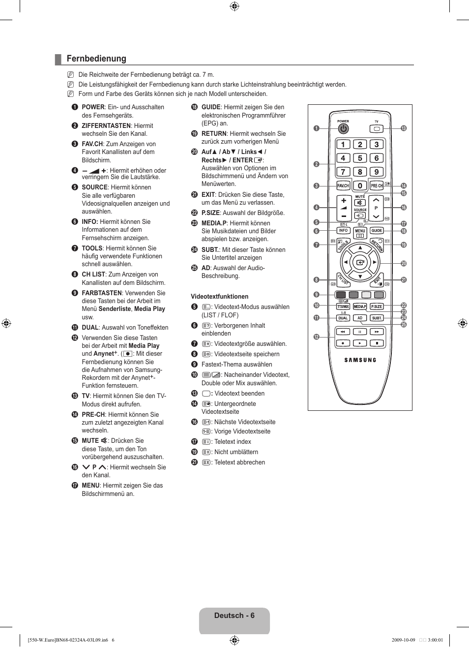 Fernbedienung | Samsung LE32B550A5P User Manual | Page 118 / 458