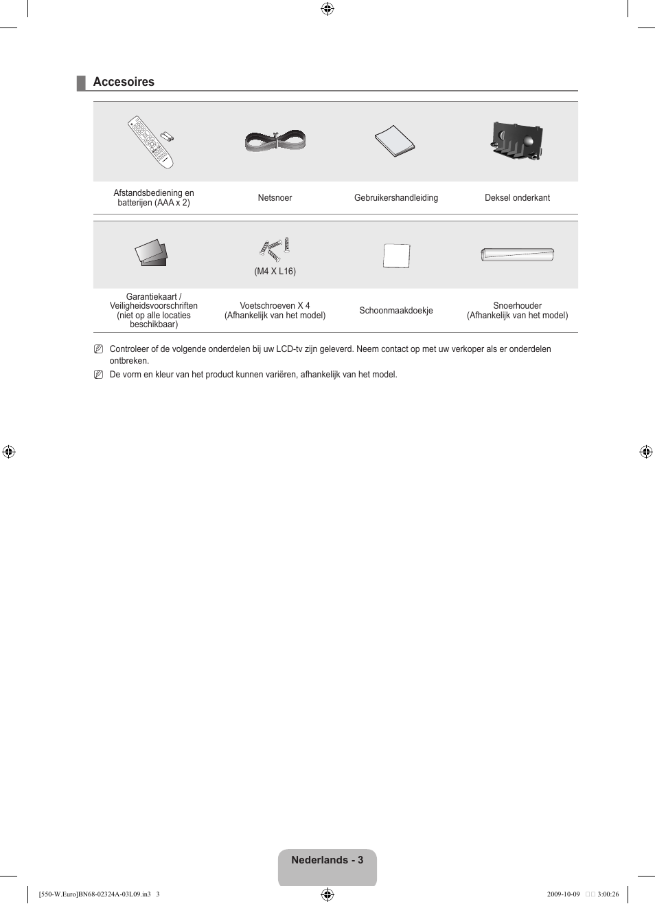 Accesoires | Samsung LE32B550A5P User Manual | Page 163 / 458