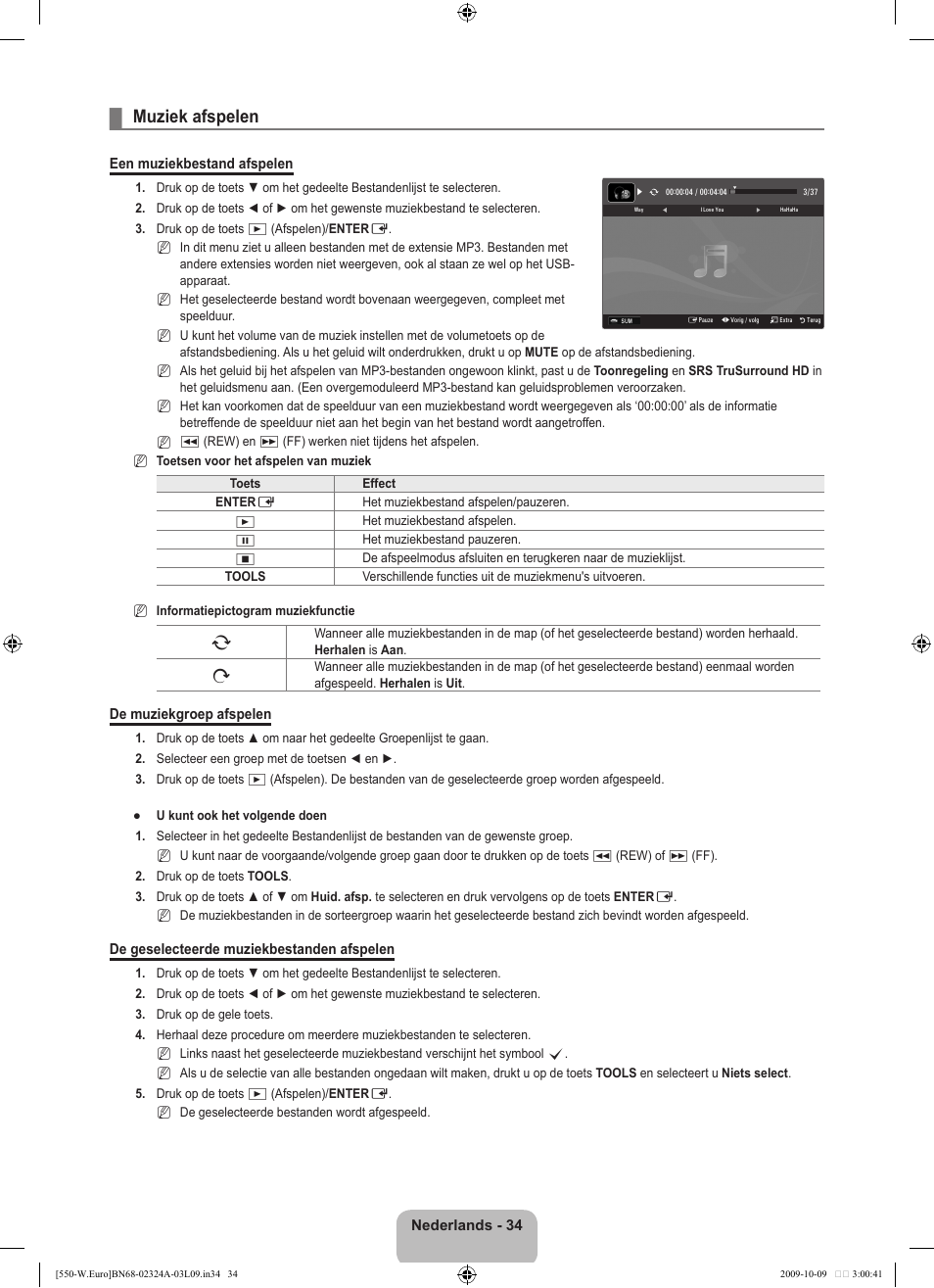 Muziek afspelen | Samsung LE32B550A5P User Manual | Page 194 / 458