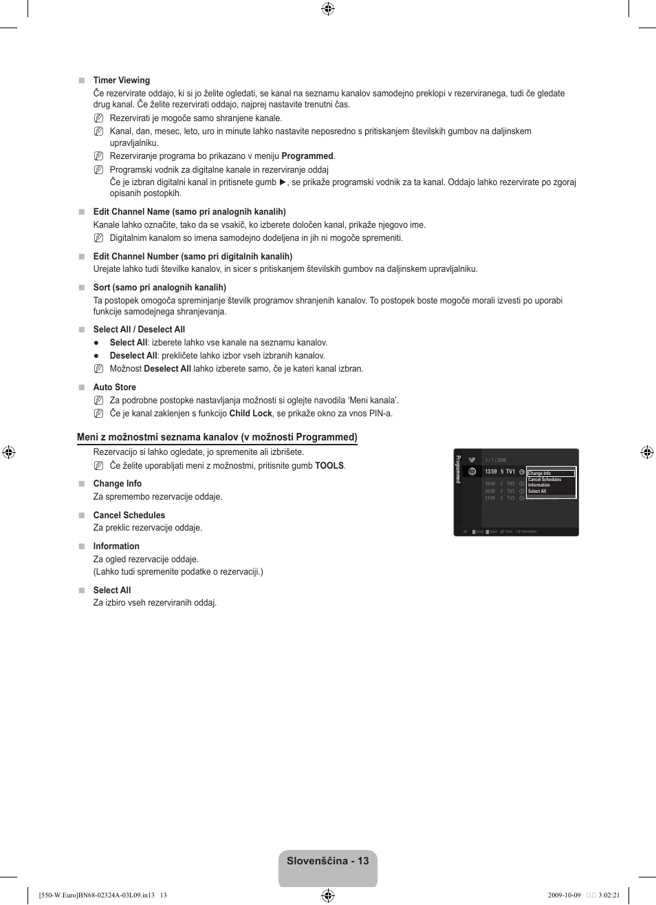 Slovenščina - 13 | Samsung LE32B550A5P User Manual | Page 367 / 458