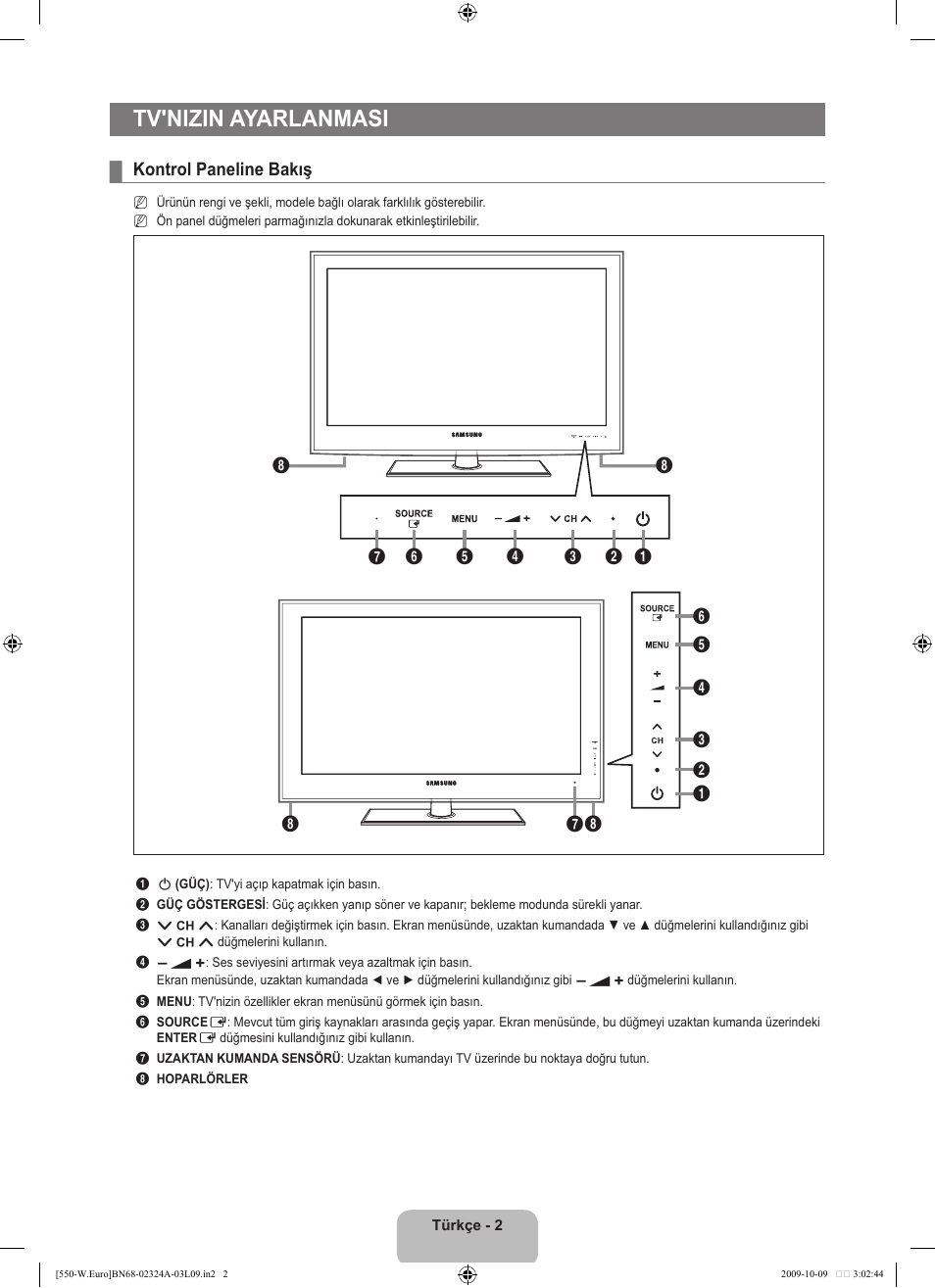 Tv'nizin ayarlanmasi | Samsung LE32B550A5P User Manual | Page 404 / 458