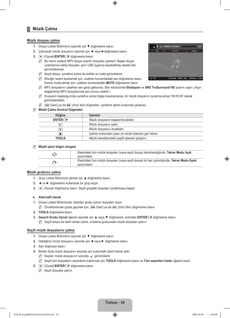 Müzik çalma | Samsung LE32B550A5P User Manual | Page 436 / 458