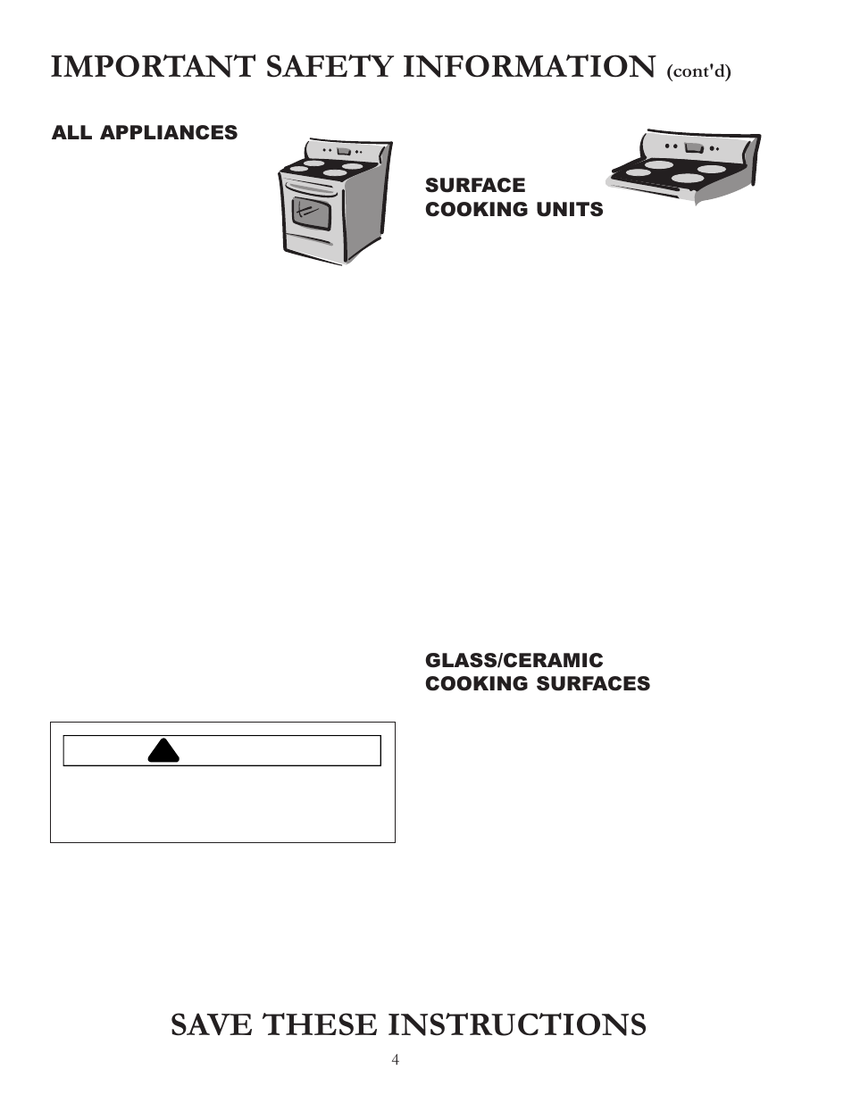 Important safety information, Save these instructions, Caution | Amana BIGOVEN ACF4205A User Manual | Page 4 / 32