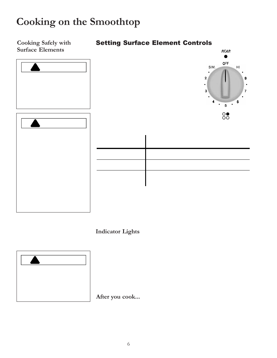 Cooking on the smoothtop, Warning | Amana BIGOVEN ACF4205A User Manual | Page 6 / 32