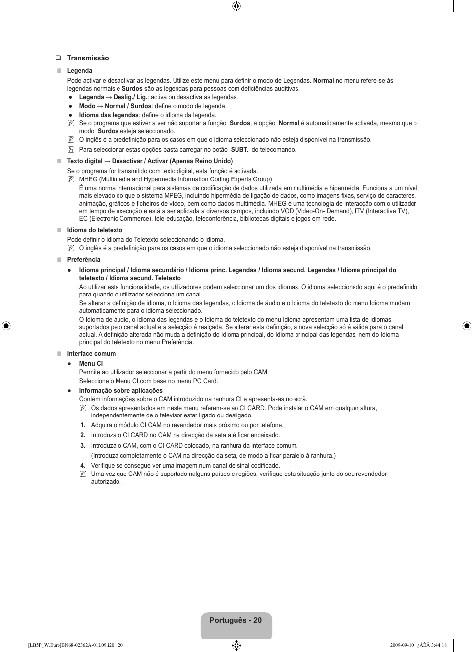 Samsung LE46B530P7W User Manual | Page 240 / 336