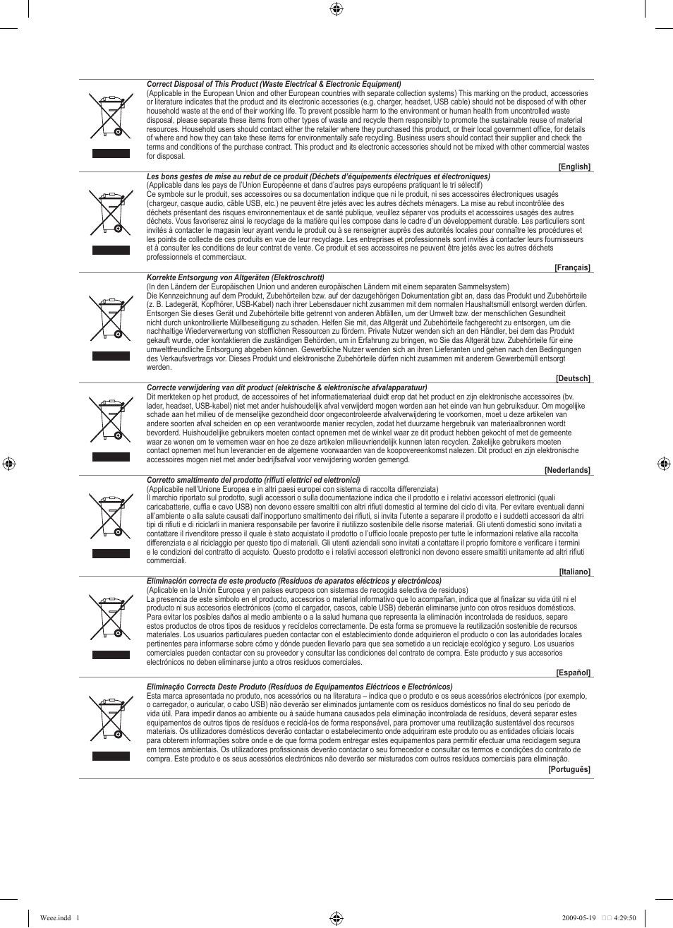 Weee | Samsung LE46B530P7W User Manual | Page 330 / 336