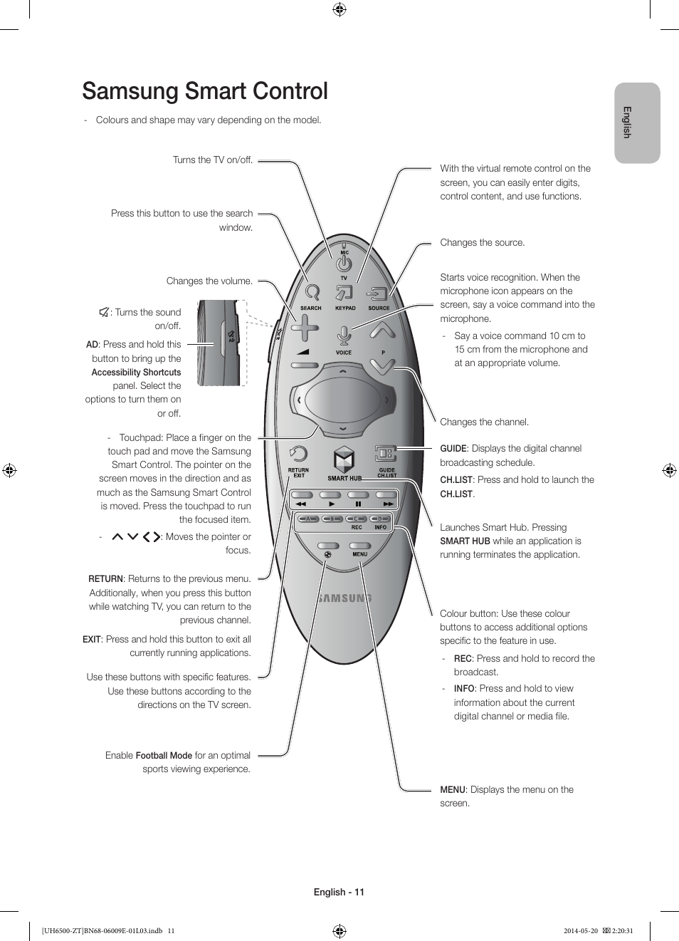 Samsung smart control | Samsung UE55H6500SZ User Manual | Page 11 / 71