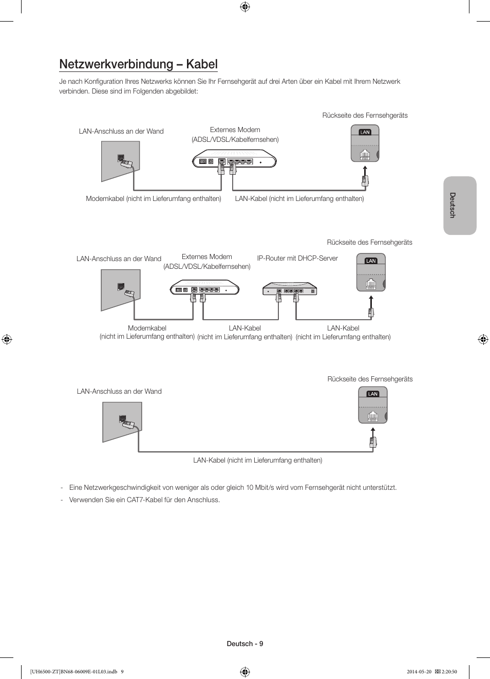 Netzwerkverbindung – kabel | Samsung UE55H6500SZ User Manual | Page 56 / 71