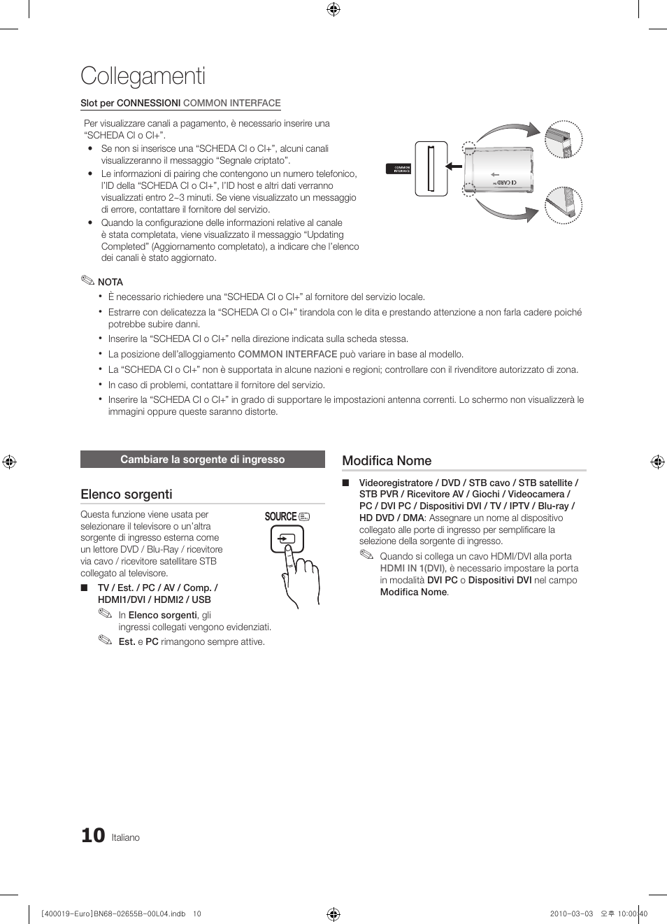Collegamenti | Samsung UE26C4000PW User Manual | Page 136 / 170