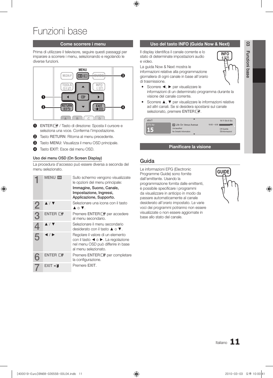 Funzioni base, Guida | Samsung UE26C4000PW User Manual | Page 137 / 170