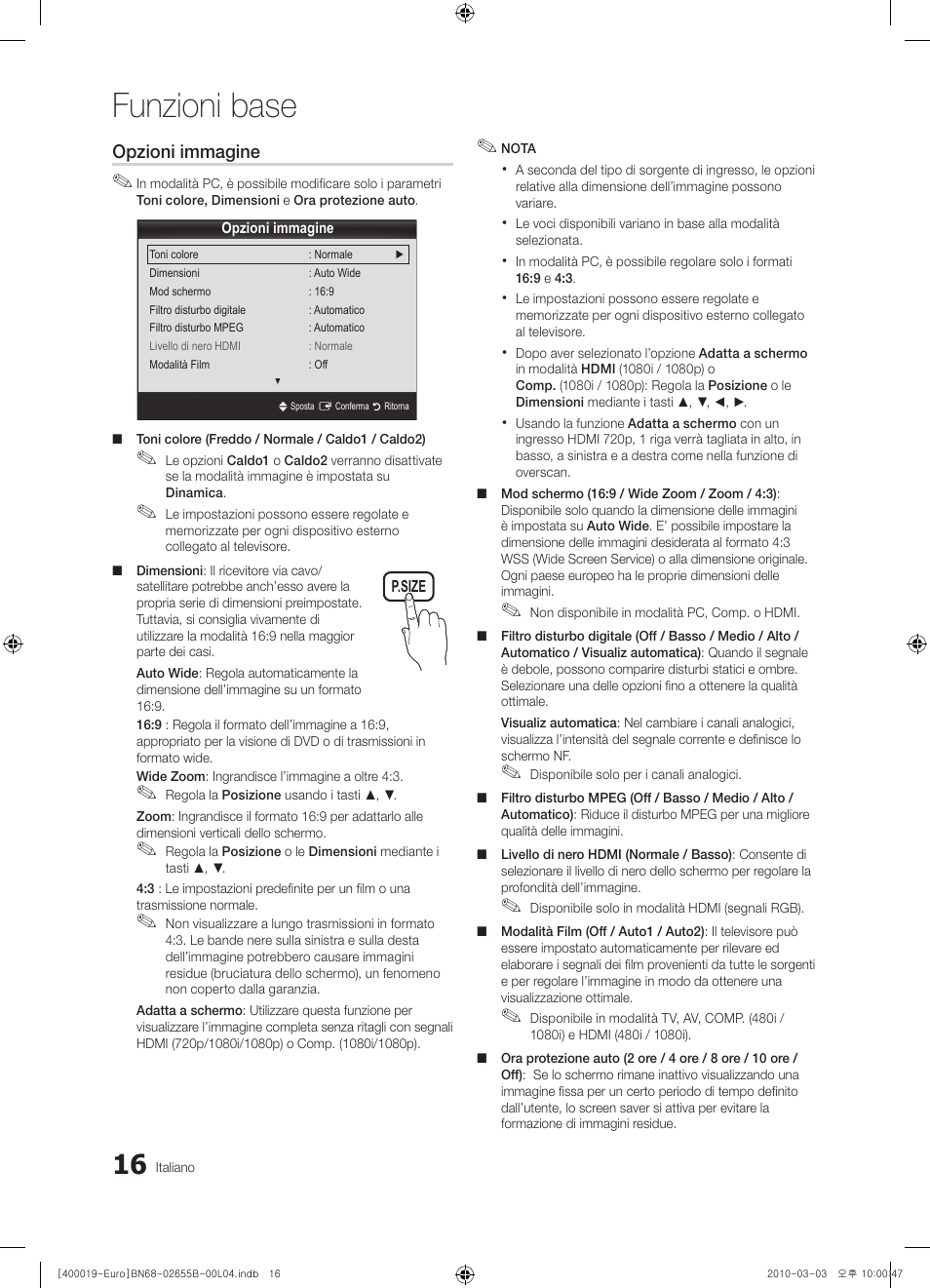 Funzioni base | Samsung UE26C4000PW User Manual | Page 142 / 170