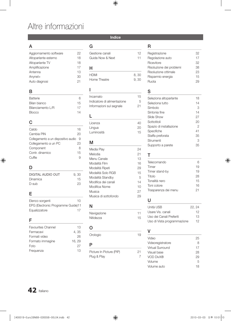 Altre informazioni | Samsung UE26C4000PW User Manual | Page 168 / 170