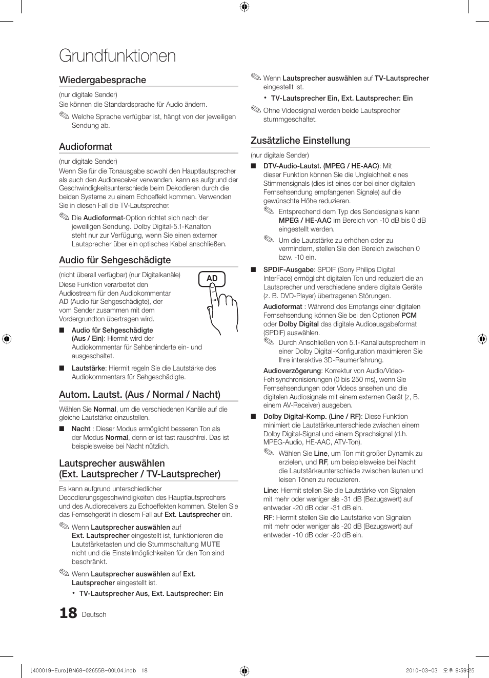 Grundfunktionen | Samsung UE26C4000PW User Manual | Page 60 / 170