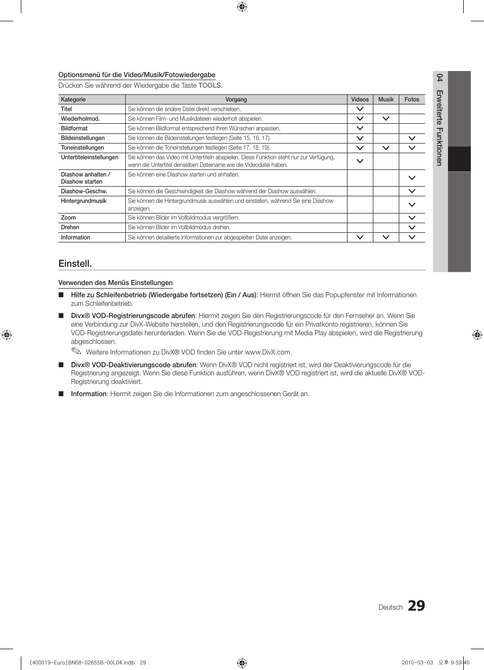 Einstell | Samsung UE26C4000PW User Manual | Page 71 / 170