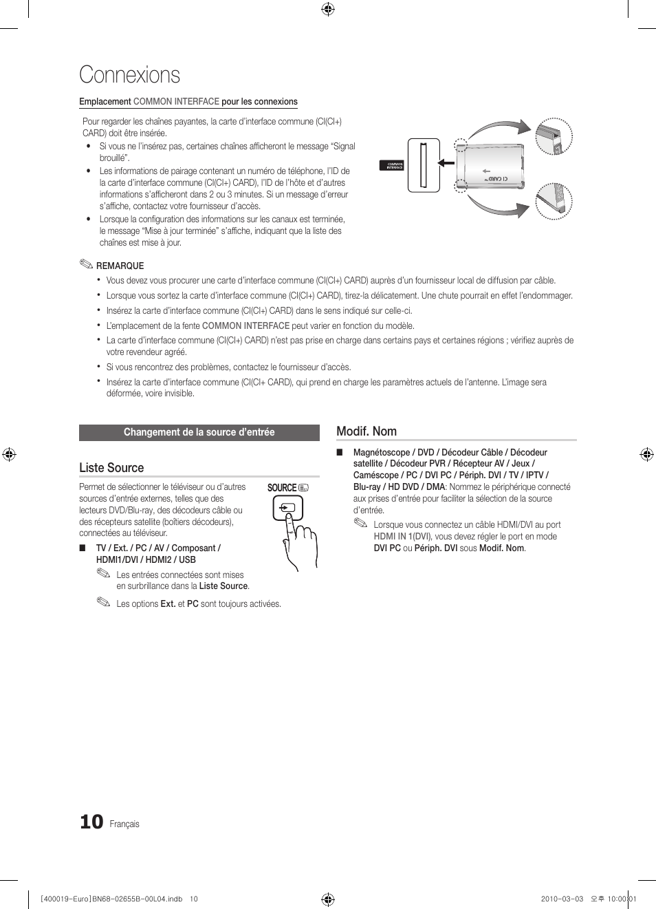 Connexions | Samsung UE26C4000PW User Manual | Page 94 / 170