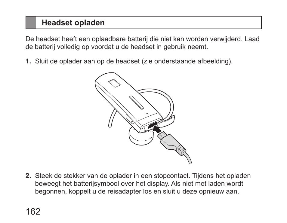 Headset opladen | Samsung HM6450 User Manual | Page 164 / 195