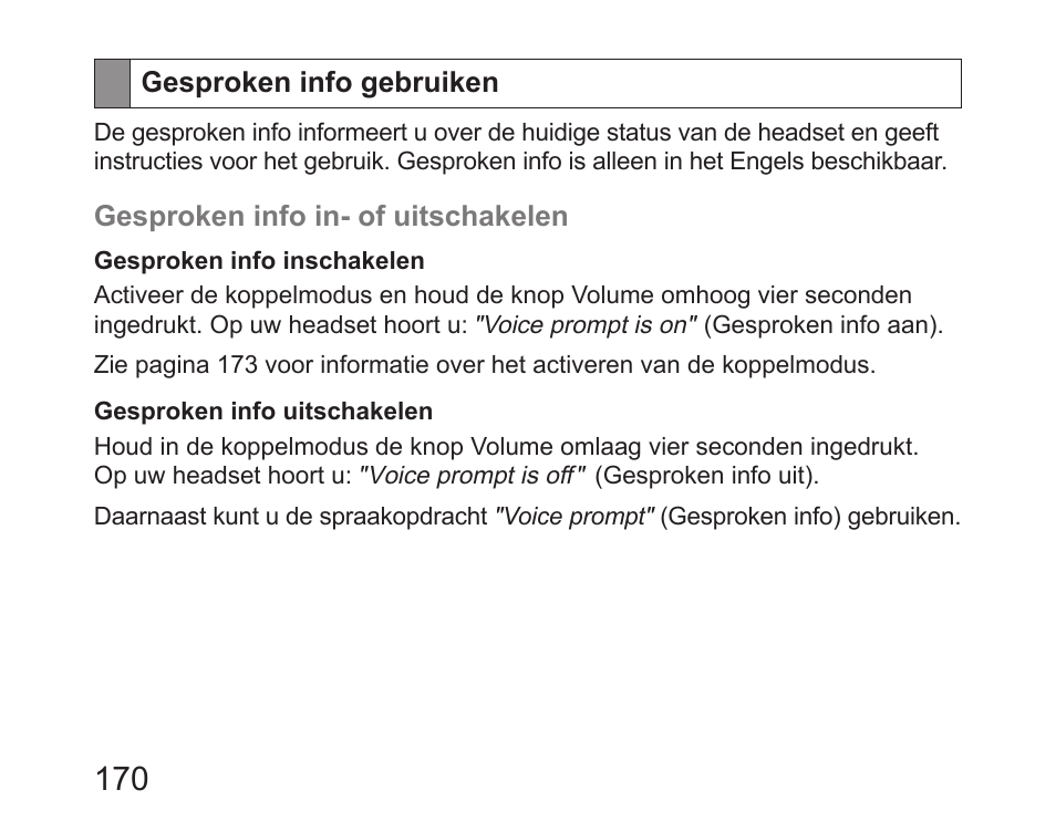 Gesproken info gebruiken | Samsung HM6450 User Manual | Page 172 / 195